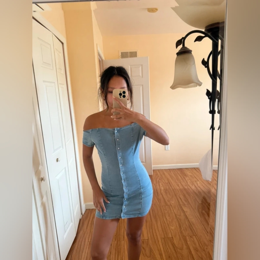 Stylish Off-Shoulder Blue Mini Dress